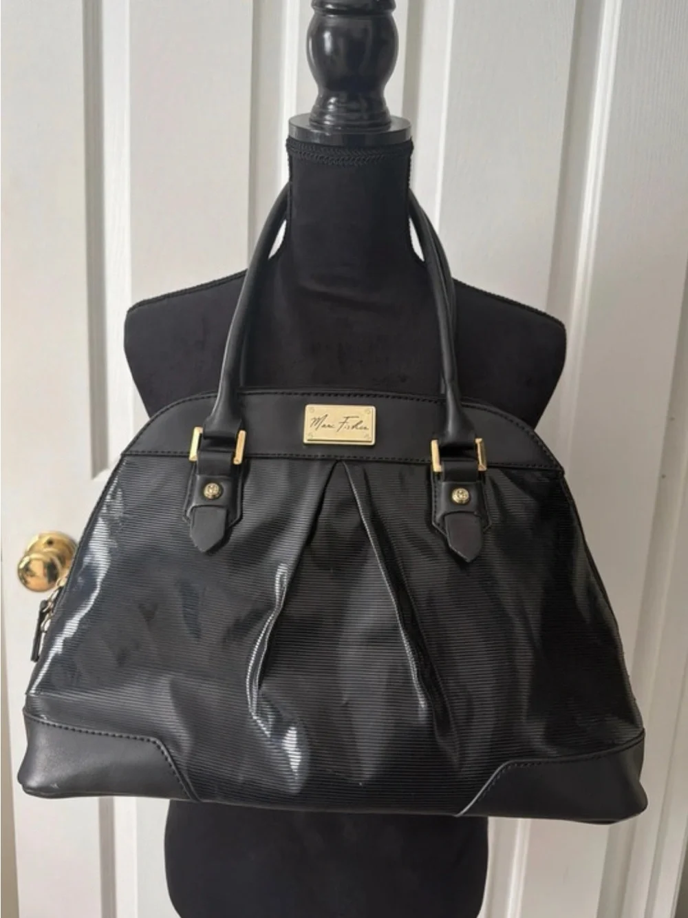 Marc Fisher Black Patent Dome Satchel